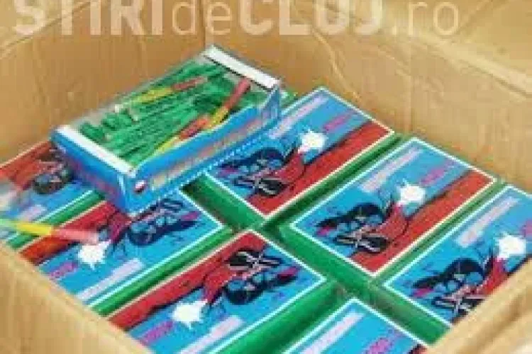 Razie la vânzătorii de petarde! Peste 15.000 de articole pirotehnice confiscate la Cluj într-o singură zi VIDEO