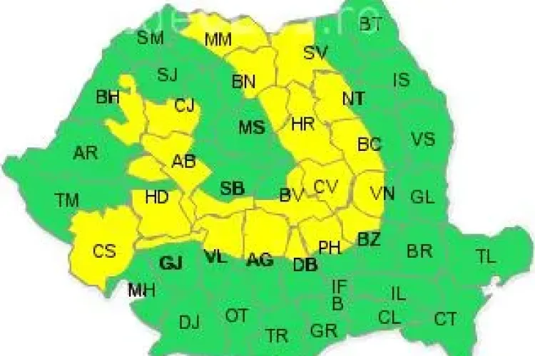 Cod GALBEN de vreme rea! Clujul este afectat