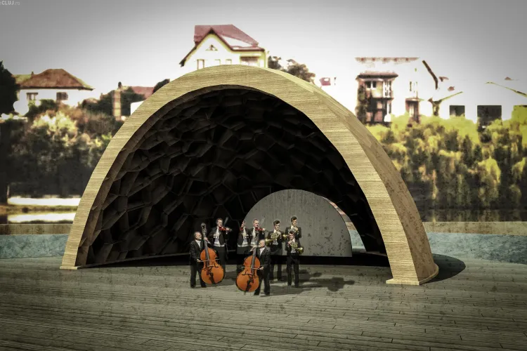 Teatru plutitor pe lacul din Gheorgheni! Așa va arăta scena verde ce va pluti pe PET - uri - FOTO