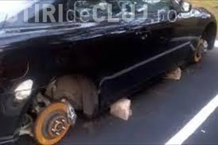 Hoț de anvelope, prins în flagrant la Cluj, încercând să demonteze roțile unei mașini. Polițiștii l-au fugărit ca în filme