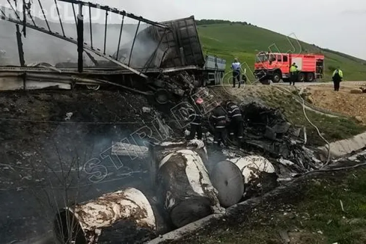 Un TIR a luat foc pe centura Vâlcele - Apahida